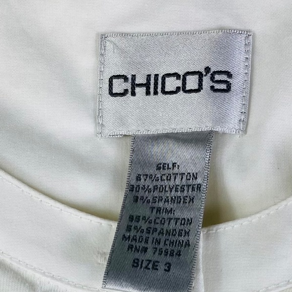 New Chicos Sz 3 (XL 1X 16 18) Tunic Long Shirt Top Cover Up White Ruffle - Picture 3 of 4